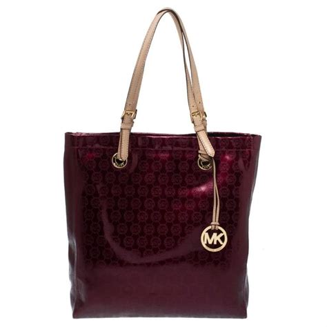 michael kors burgundy patent leather bag|Michael Kors burgundy handbags.